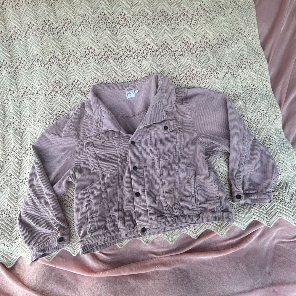 XL Polly Corduroy Jacket Dusty Pink Indie Sleaze Preppy Trucker Retro Distressed